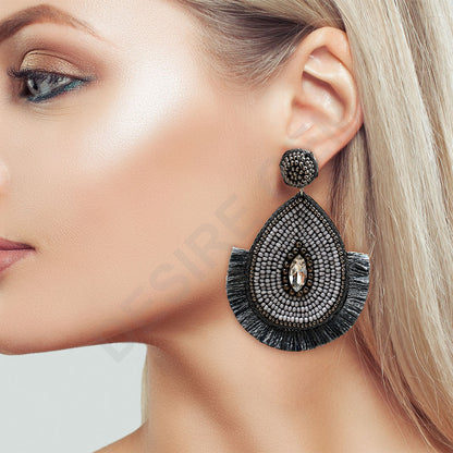 Colorful Beaded Earrings,Hoop Dangle Earrings, Bohemia Drops Earrings, Tassel Earrings FER1031