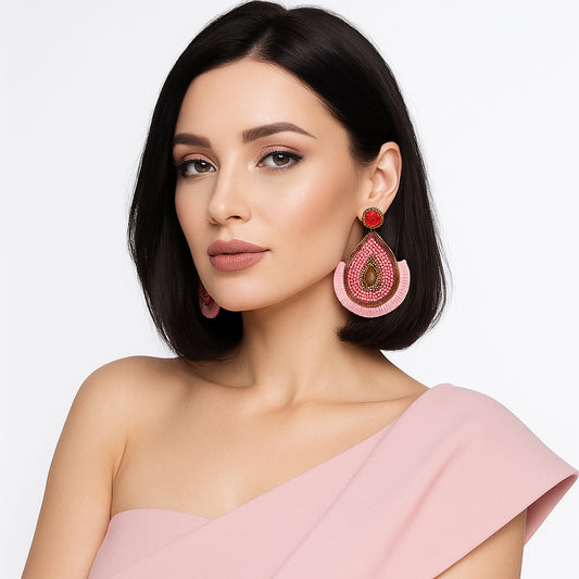 Colorful Beaded Earrings,Hoop Dangle Earrings, Bohemia Drops Earrings, Tassel Earrings FER1032