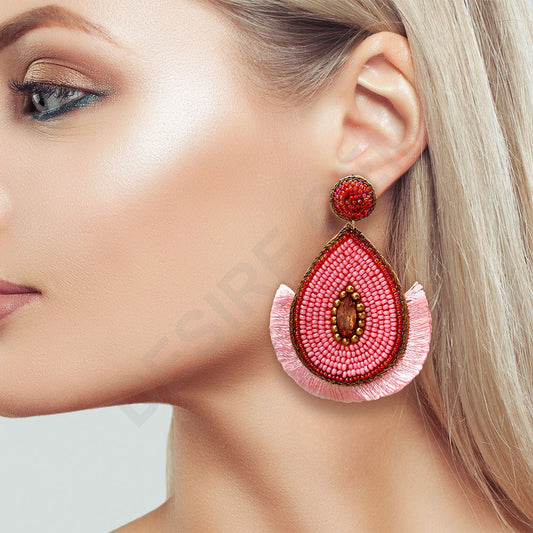 Colorful Beaded Earrings,Hoop Dangle Earrings, Bohemia Drops Earrings, Tassel Earrings FER1032