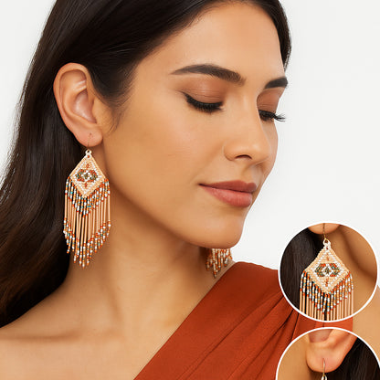 Colorful Beaded Earrings,Hook Dangle Earrings, Bohemia Boho Tassel Earrings FER1034