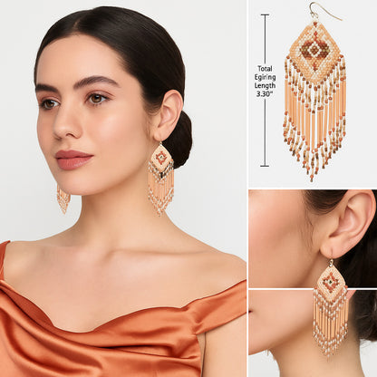 Colorful Beaded Earrings,Hook Dangle Earrings, Bohemia Boho Tassel Earrings FER1034