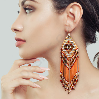 Colorful Beaded Earrings,Hook Dangle Earrings, Bohemia Boho Tassel Earrings FER1034