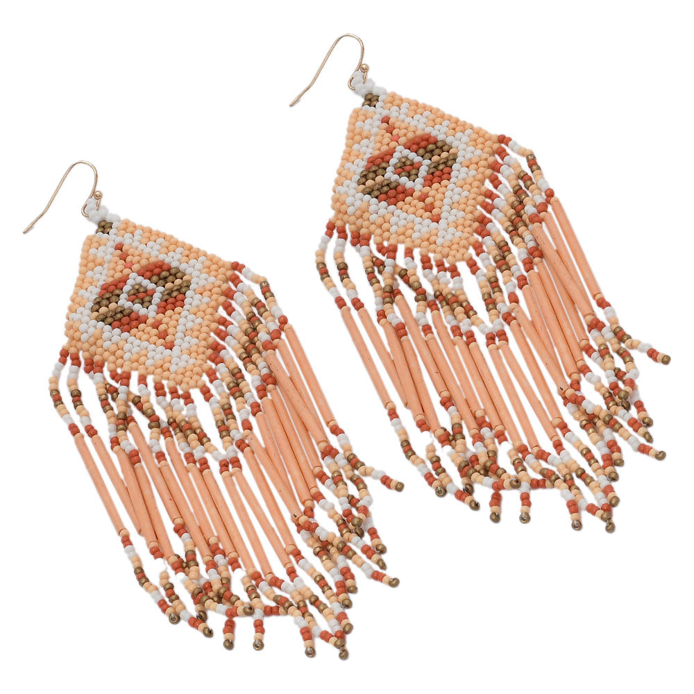 Colorful Beaded Earrings,Hook Dangle Earrings, Bohemia Boho Tassel Earrings FER1034