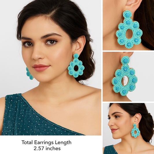 Colorful Beaded Earrings,Seed Bead,Hoop Dangle Earrings, Bohemia,Tassel Earrings FER1039