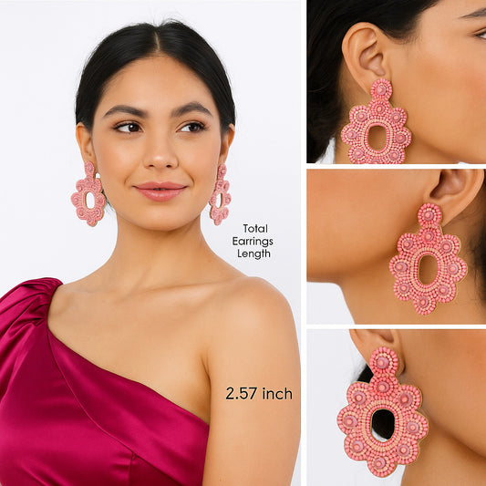 Colorful Beaded Earrings,Seed Bead,Hoop Dangle Earrings, Bohemia,Tassel Earrings FER1041