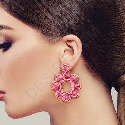 Colorful Beaded Earrings,Seed Bead,Hoop Dangle Earrings, Bohemia,Tassel Earrings FER1041