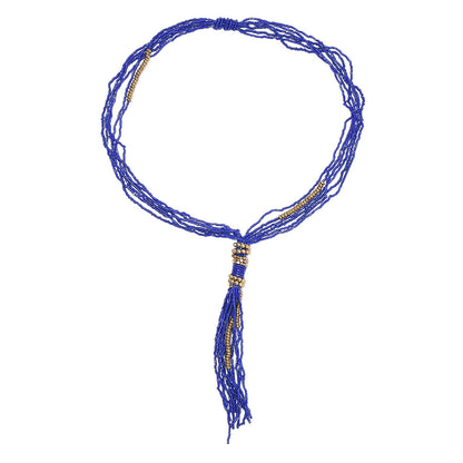 Tassel Beaded Necklace,Glass Seed Beaded Bohemian Boho,Retro Ethnic Sweater Chain FNC1005