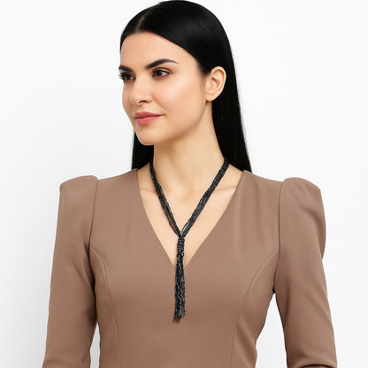 Tassel Beaded Necklace,Glass Seed Beaded Bohemian Boho,Retro Ethnic Sweater Chain FNC1006