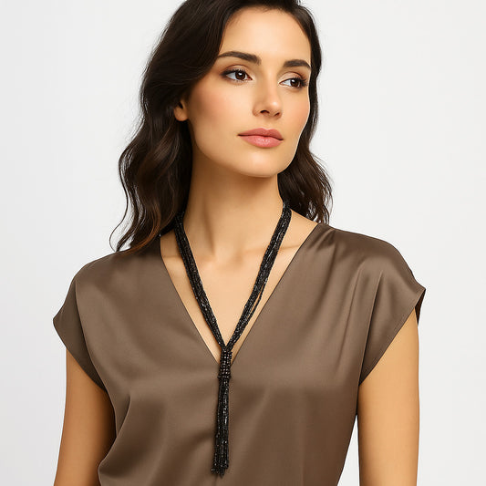 Tassel Beaded Necklace,Glass Seed Beaded Bohemian Boho,Retro Ethnic Sweater Chain FNC1006