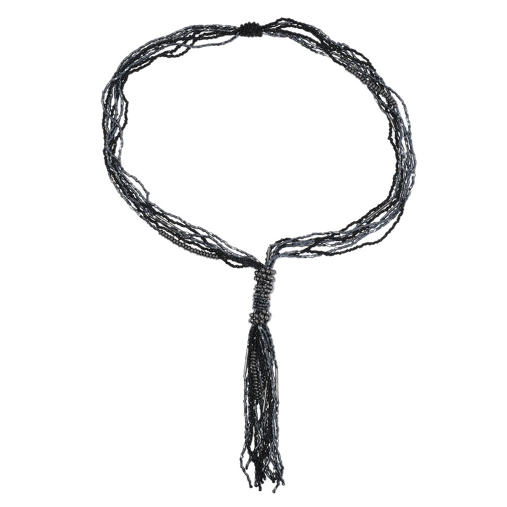 Tassel Beaded Necklace,Glass Seed Beaded Bohemian Boho,Retro Ethnic Sweater Chain FNC1006