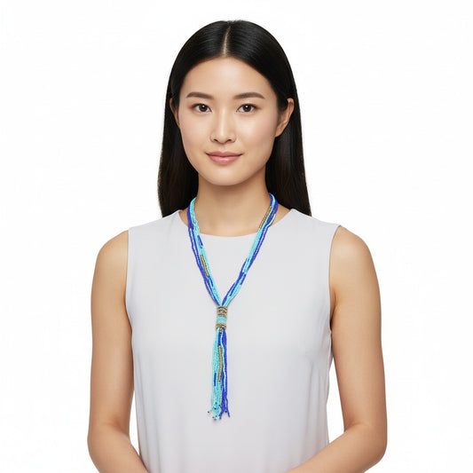 Tassel Beaded Necklace,Glass Seed Beaded Bohemian Boho,Retro Ethnic Sweater Chain FNC1007