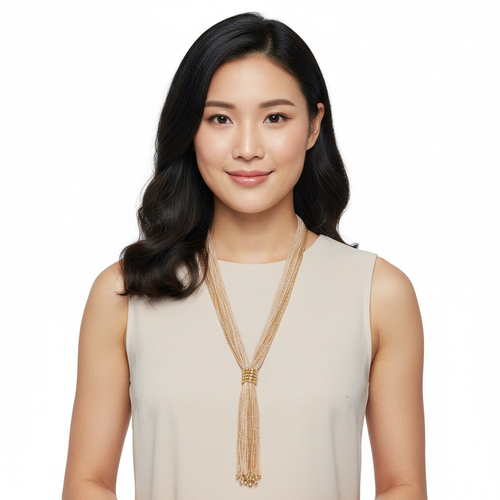 Tassel Beaded Necklace,Glass Seed Beaded Bohemian Boho,Retro Ethnic Sweater Chain FNC1010