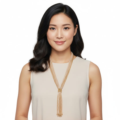 Tassel Beaded Necklace,Glass Seed Beaded Bohemian Boho,Retro Ethnic Sweater Chain FNC1010