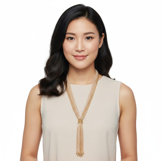 Tassel Beaded Necklace,Glass Seed Beaded Bohemian Boho,Retro Ethnic Sweater Chain FNC1010