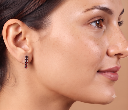 Colorful Gemstone Bar Stud Earrings – 925 Sterling Silver Jewelry Gift DGE1070 E-1063