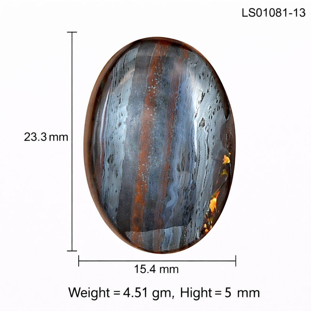 Iron Tiger Eye 23.3x15.4x5.5 mm Oval Gemstone LS01081-13