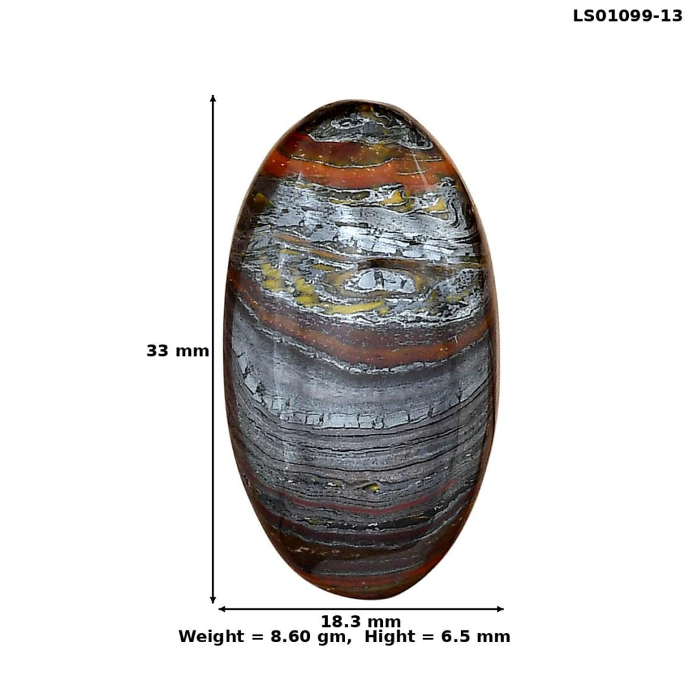 Iron Tiger Eye 33x18.3x6.5 mm Oval Gemstone LS01099-13