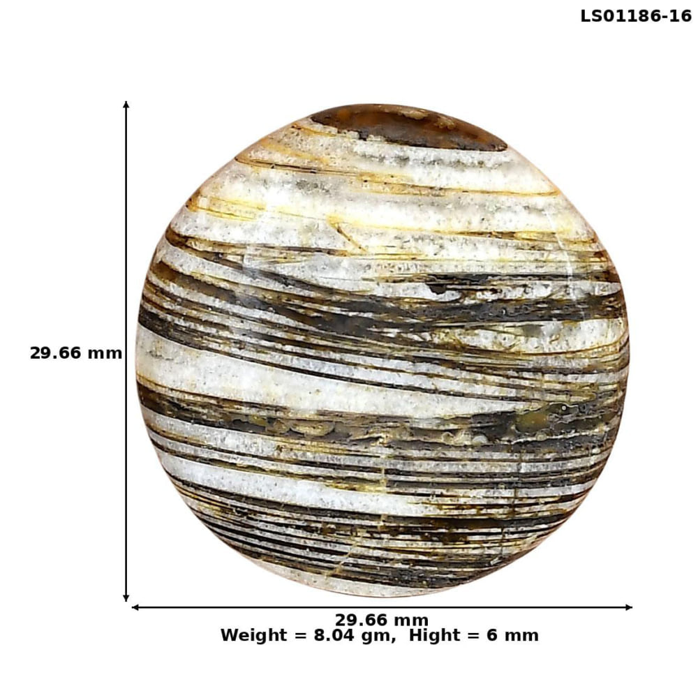 Stick Agate 29.66x29.66x6 mm Round Gemstone LS01186-16