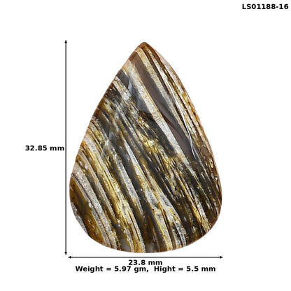 Stick Agate 32.85x23.8x5.5 mm Pear Gemstone LS01188-16