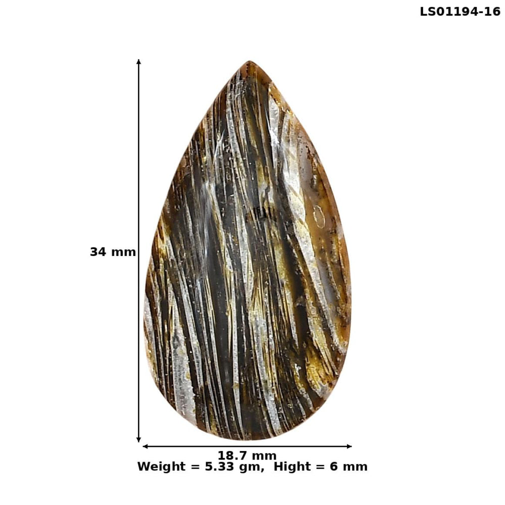 Stick Agate 34x18.7x6 mm Pear Gemstone LS01194-16