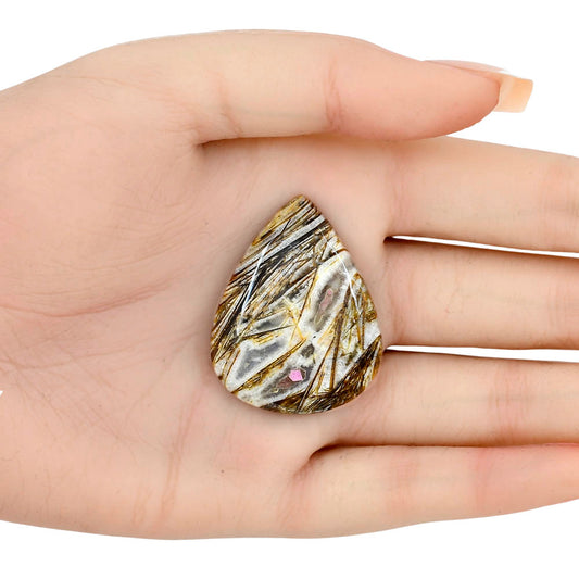Stick Agate 38x30x5.5 mm Pear Gemstone LS01201-16