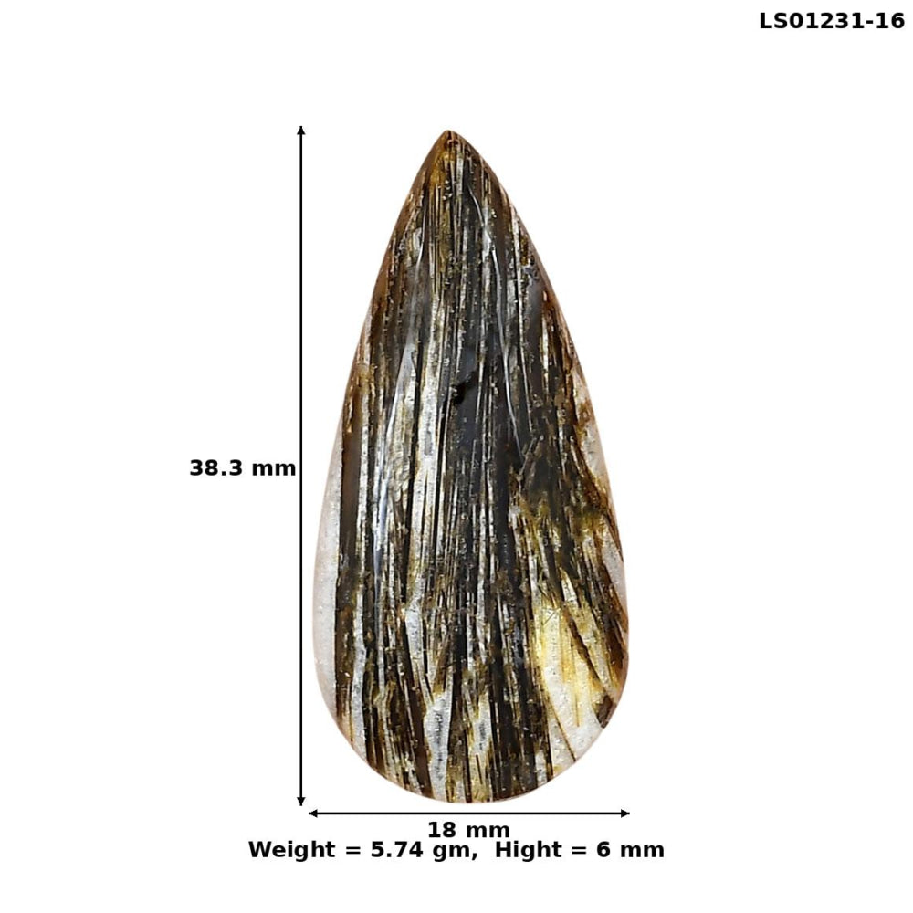 Stick Agate 38.3x18x6 mm Pear Gemstone LS01231-16