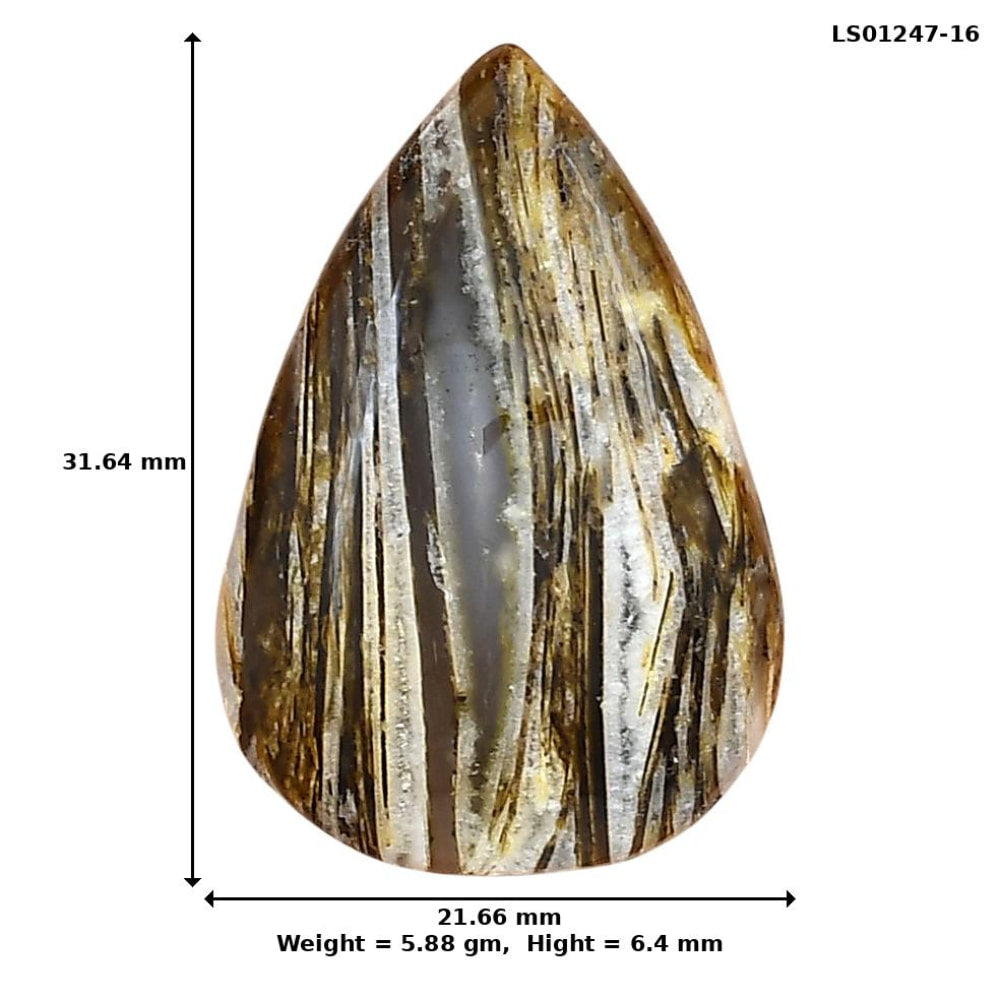 Stick Agate 31.64x21.66x6.4 mm Pear Gemstone LS01247-16