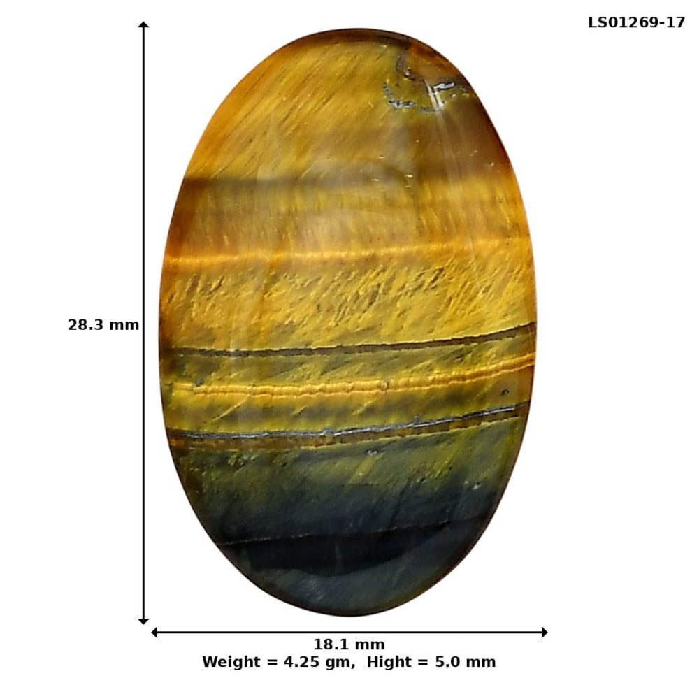 Blue Tiger Eye 28.3x18.1x5 mm Oval Gemstone LS01269-17