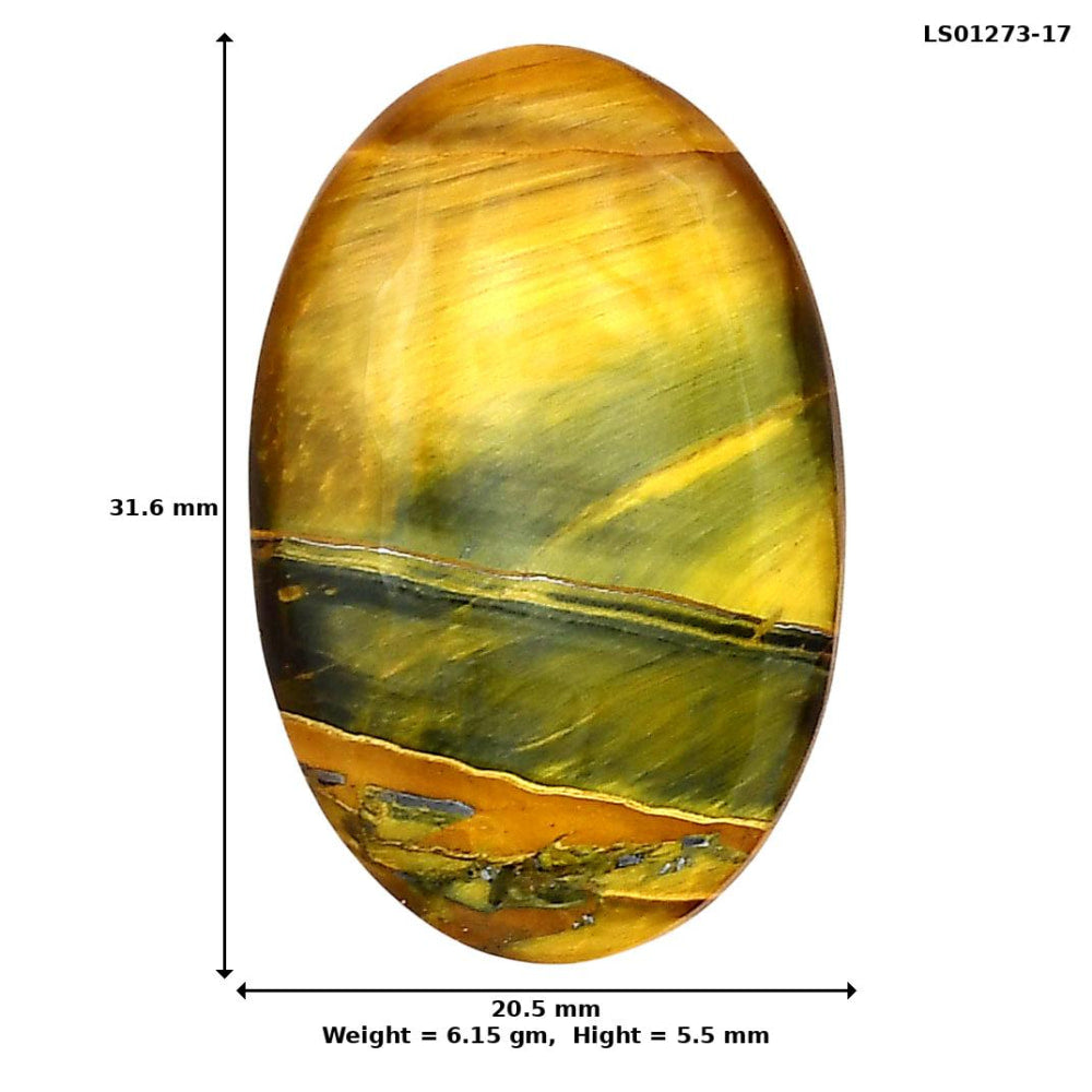 Blue Tiger Eye 31.6x20.5x5.5 mm Oval Gemstone LS01273-17