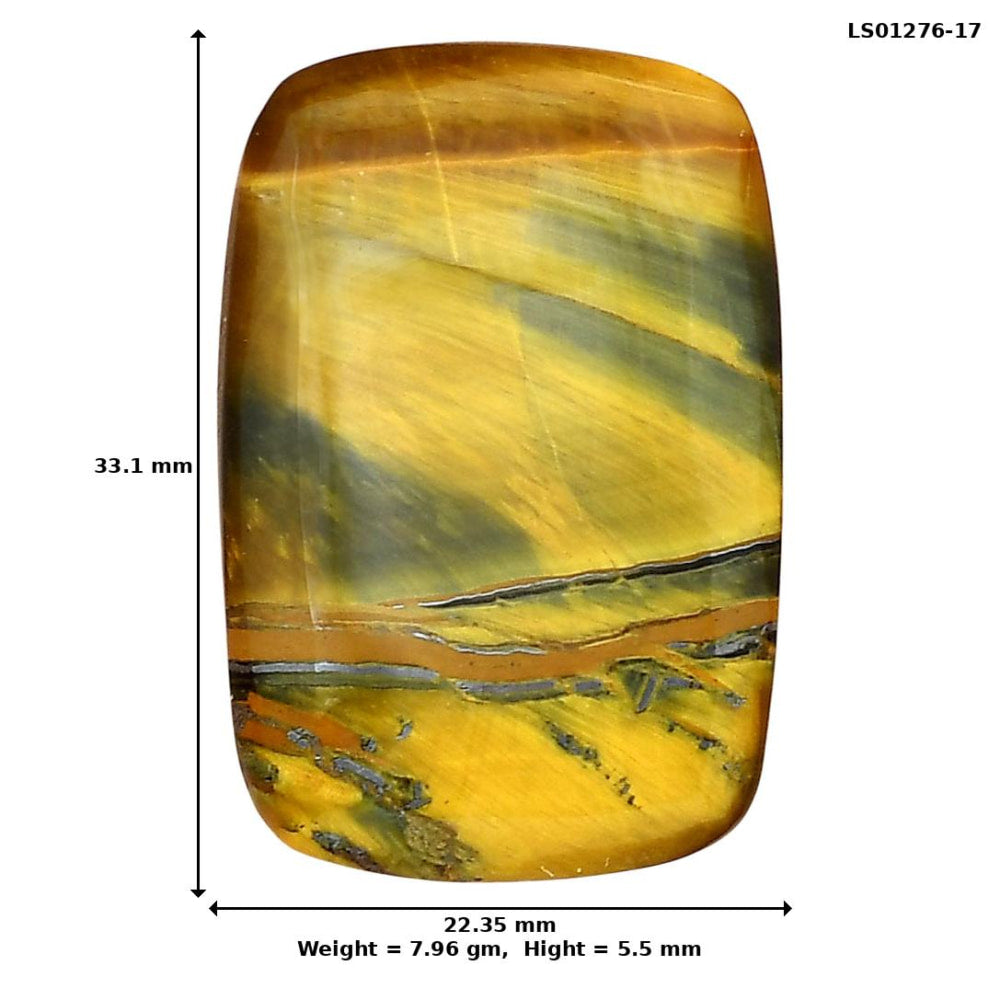 Blue Tiger Eye 33.1x22.35x5.5 mm Baguette Gemstone LS01276-17