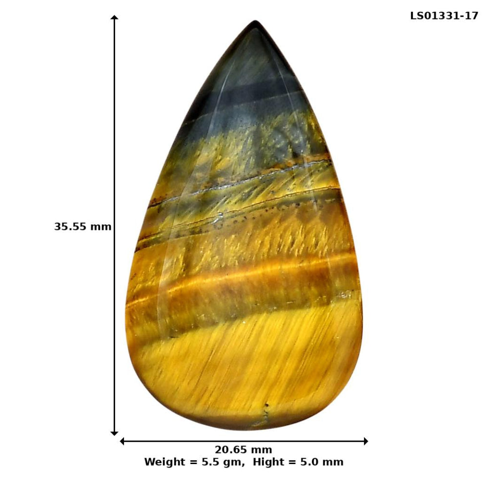 Blue Tiger Eye 35.55x20.65x5 mm Pear Gemstone LS01331-17