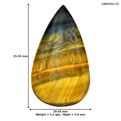 Blue Tiger Eye 35.55x20.65x5 mm Pear Gemstone LS01331-17