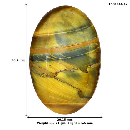 Blue Tiger Eye 30.7x20.15x5.5 mm Oval Gemstone LS01344-17
