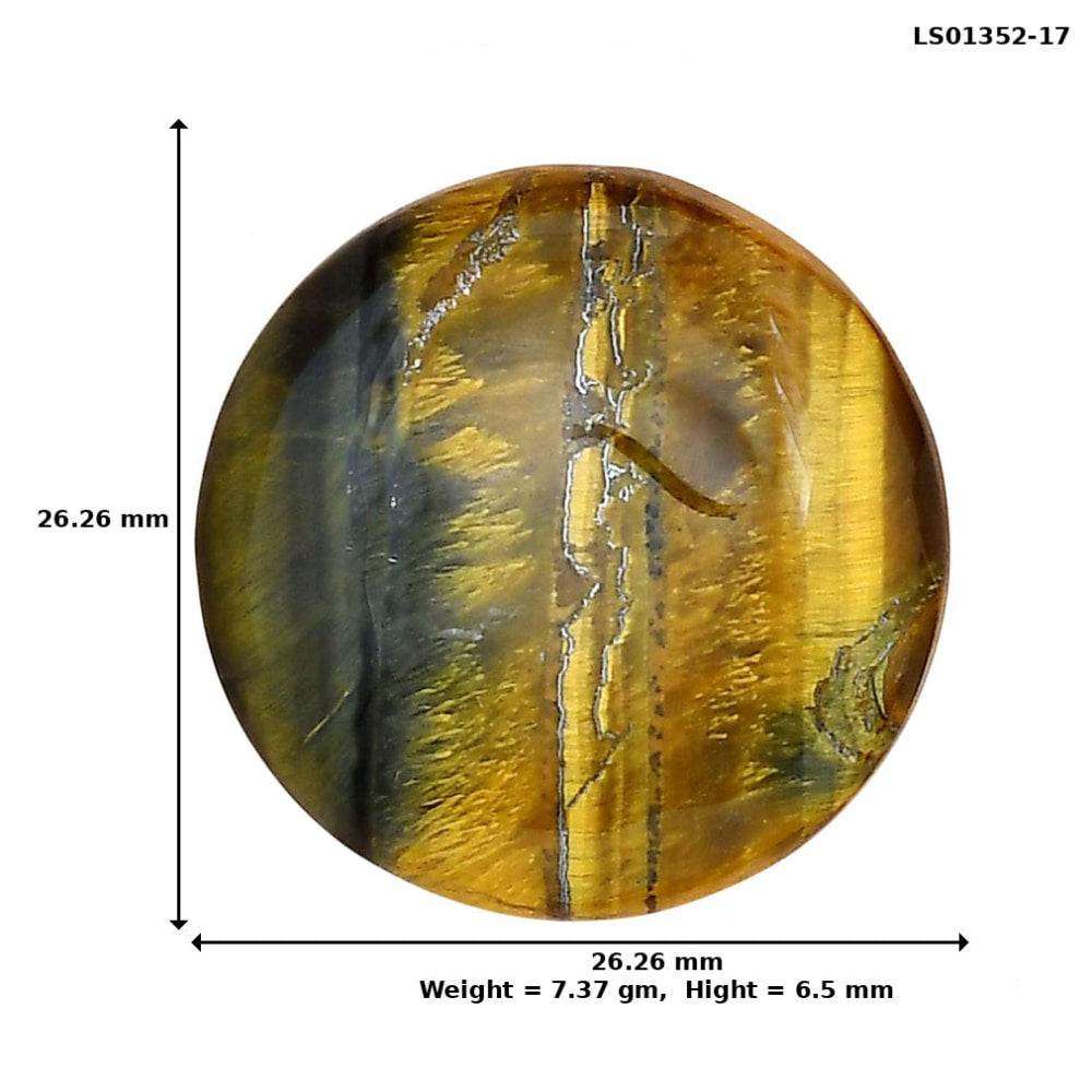 Blue Tiger Eye 26.26x26.26x6.5 mm Round Gemstone LS01352-17