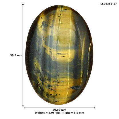 Blue Tiger Eye 30.5x20.85x5.5 mm Oval Gemstone LS01358-17