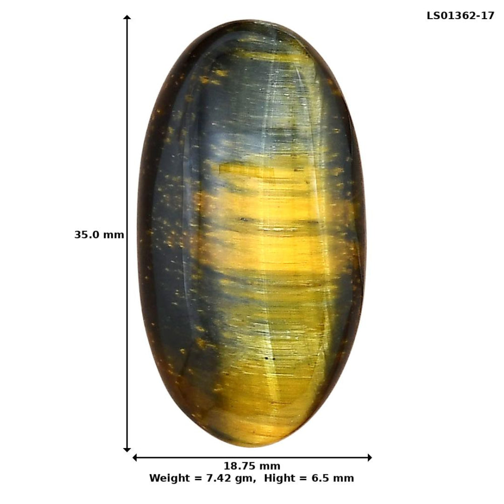 Blue Tiger Eye 35x18.75x6.5 mm Oval Gemstone LS01362-17