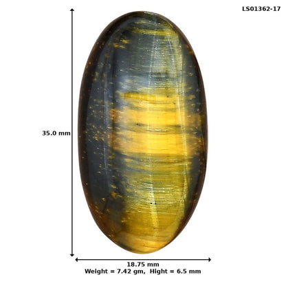 Blue Tiger Eye 35x18.75x6.5 mm Oval Gemstone LS01362-17