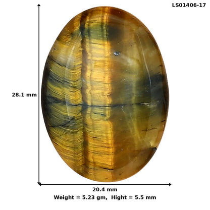 Blue Tiger Eye 28.1x20.4x5.5 mm Oval Gemstone LS01406-17