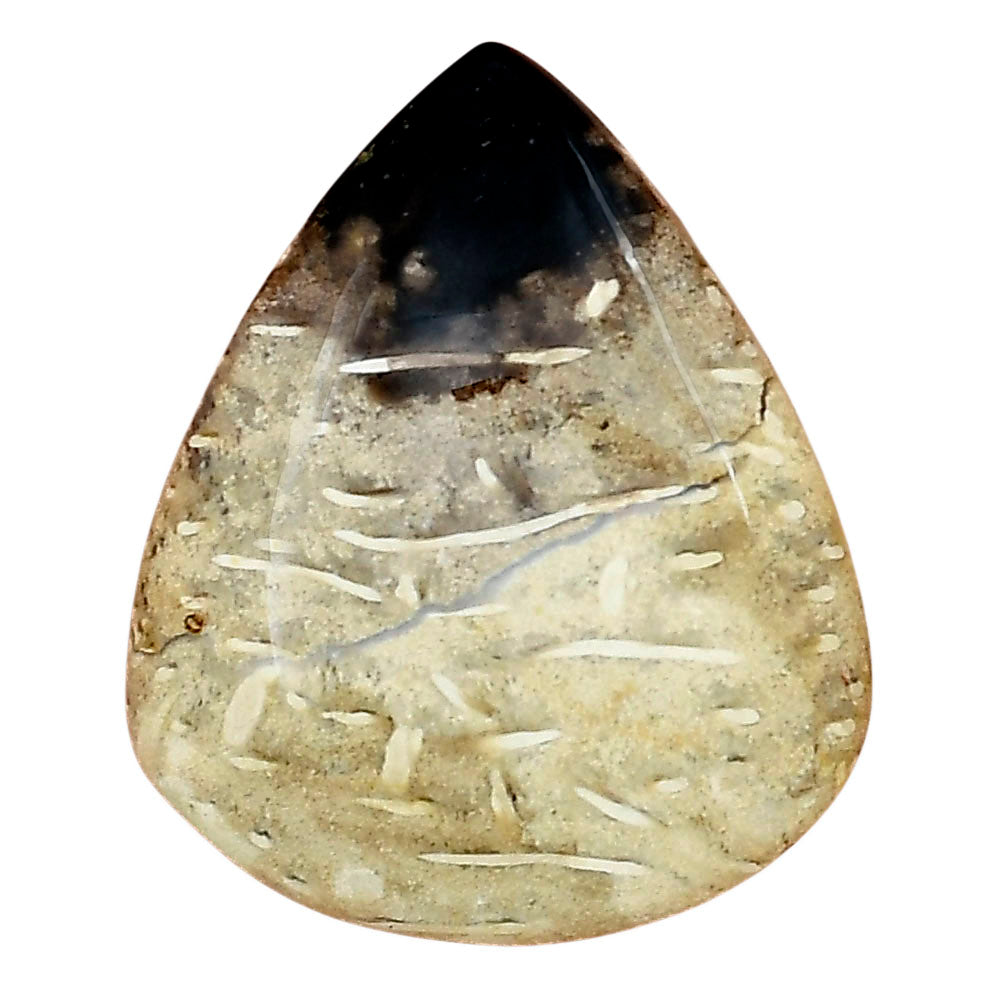 Root Plume Agate 32x26.6x5.5 mm Pear Gemstone LS01444-18