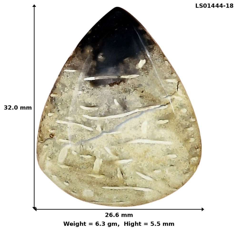 Root Plume Agate 32x26.6x5.5 mm Pear Gemstone LS01444-18