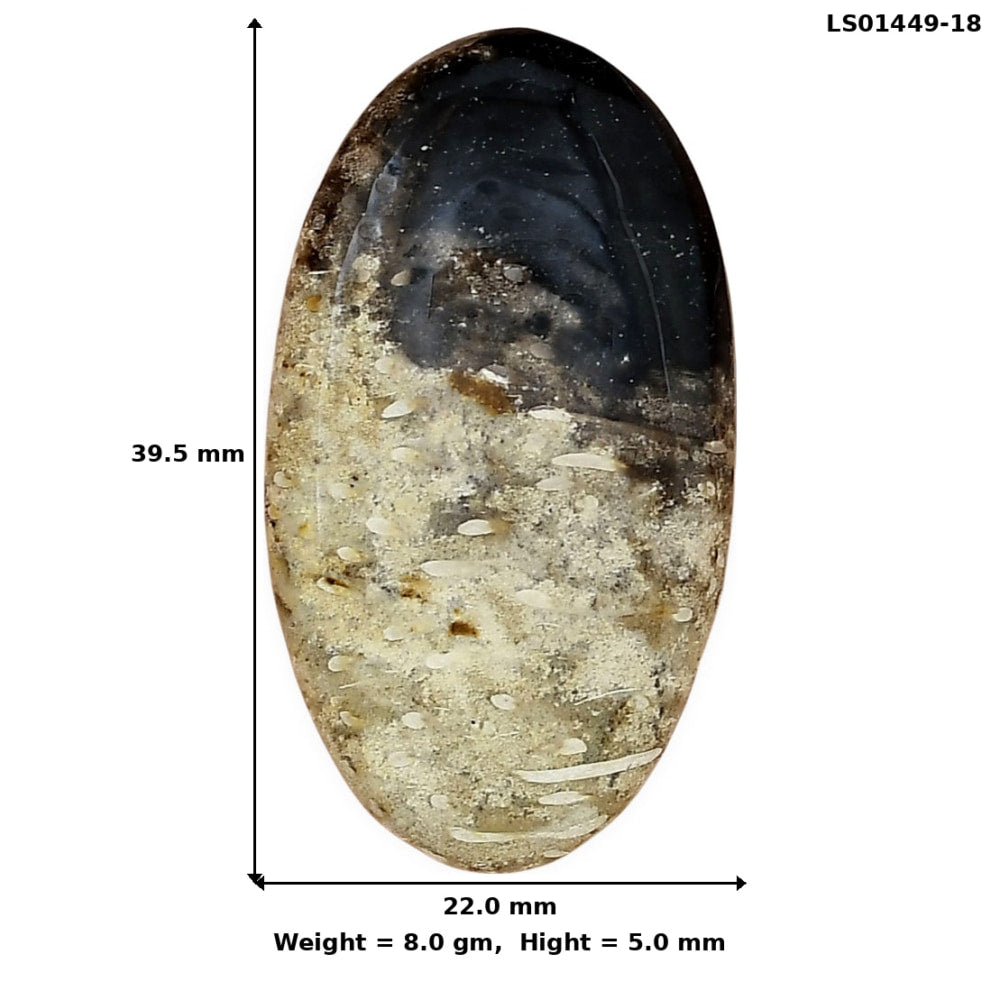 Root Plume Agate 39.5x22x5 mm Oval Gemstone LS01449-18