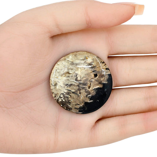 Root Plume Agate 37x37x4.5 mm Round Gemstone LS01460-18