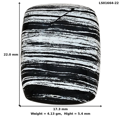 Silver Leaf Obsidian 22x17.3x5.4 mm Baguette Gemstone LS01664-22