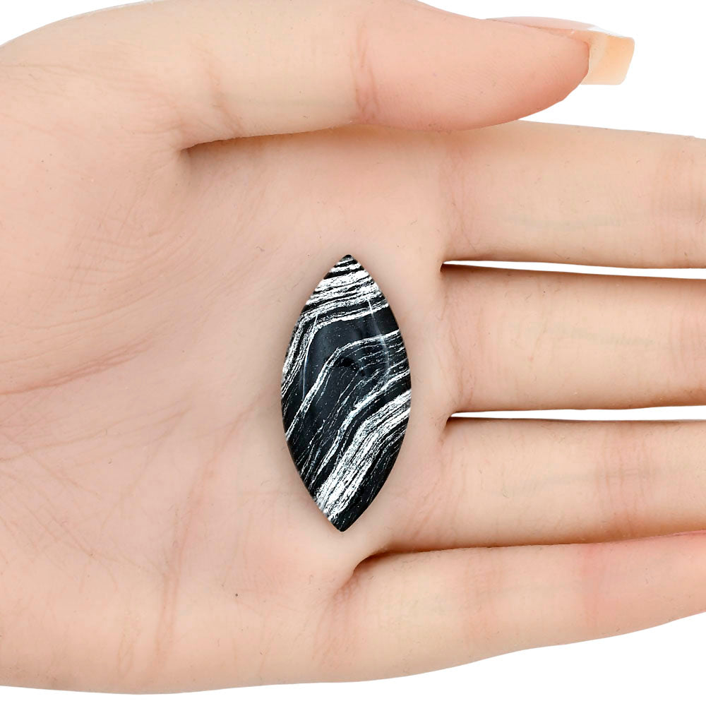 Silver Leaf Obsidian 35.15x16.6x5.7 mm Pear Gemstone LS01682-22