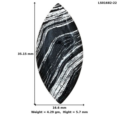 Silver Leaf Obsidian 35.15x16.6x5.7 mm Pear Gemstone LS01682-22