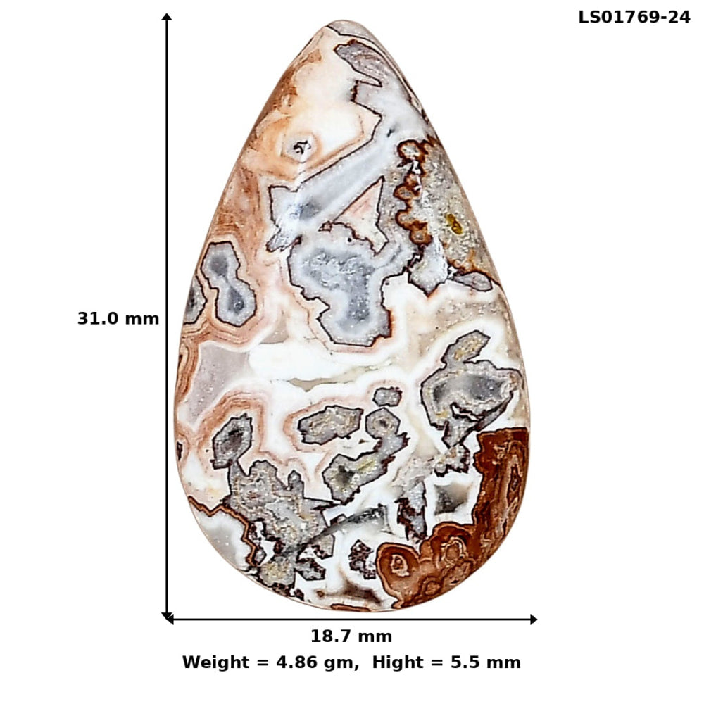 Rosetta Picture Jasper 31x18.7x5.5 mm Pear Gemstone LS01769-24