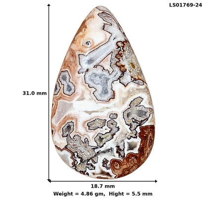 Rosetta Picture Jasper 31x18.7x5.5 mm Pear Gemstone LS01769-24