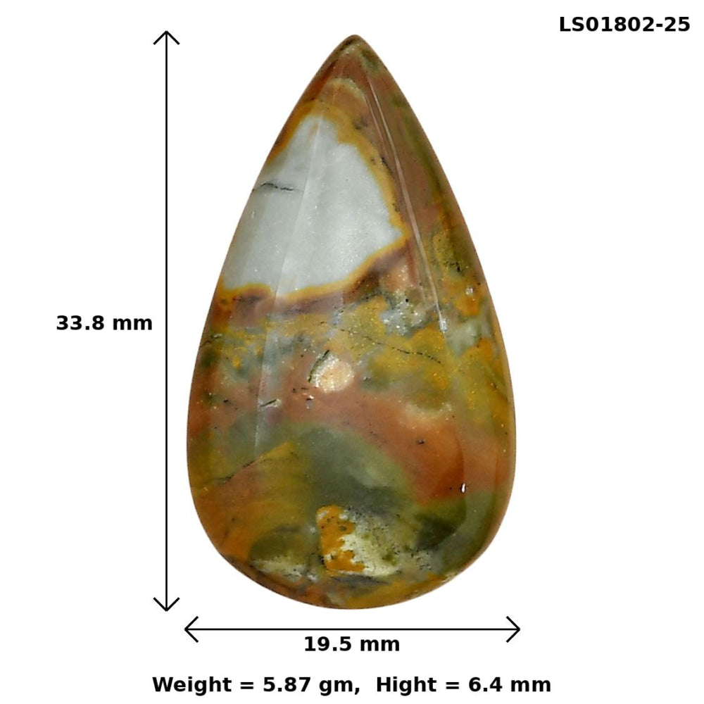 Rocky Butte Picture Jasper 33.8x19.5x6.4 mm Pear Gemstone LS01802-25