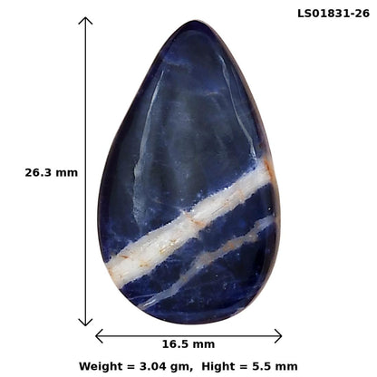 Sodalite 26.3x16.5x5.5 mm Pear Gemstone LS01831-26