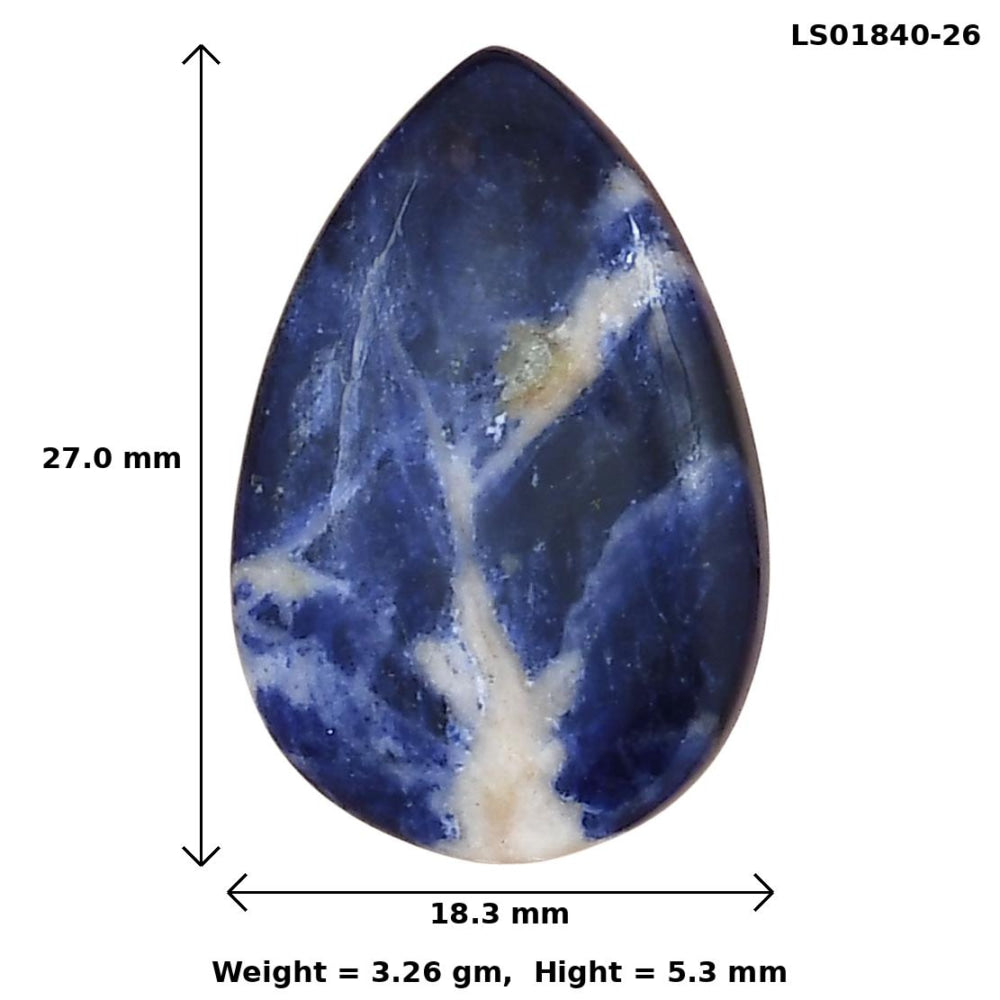 Sodalite 27x18.3x5.3 mm Pear Gemstone LS01840-26